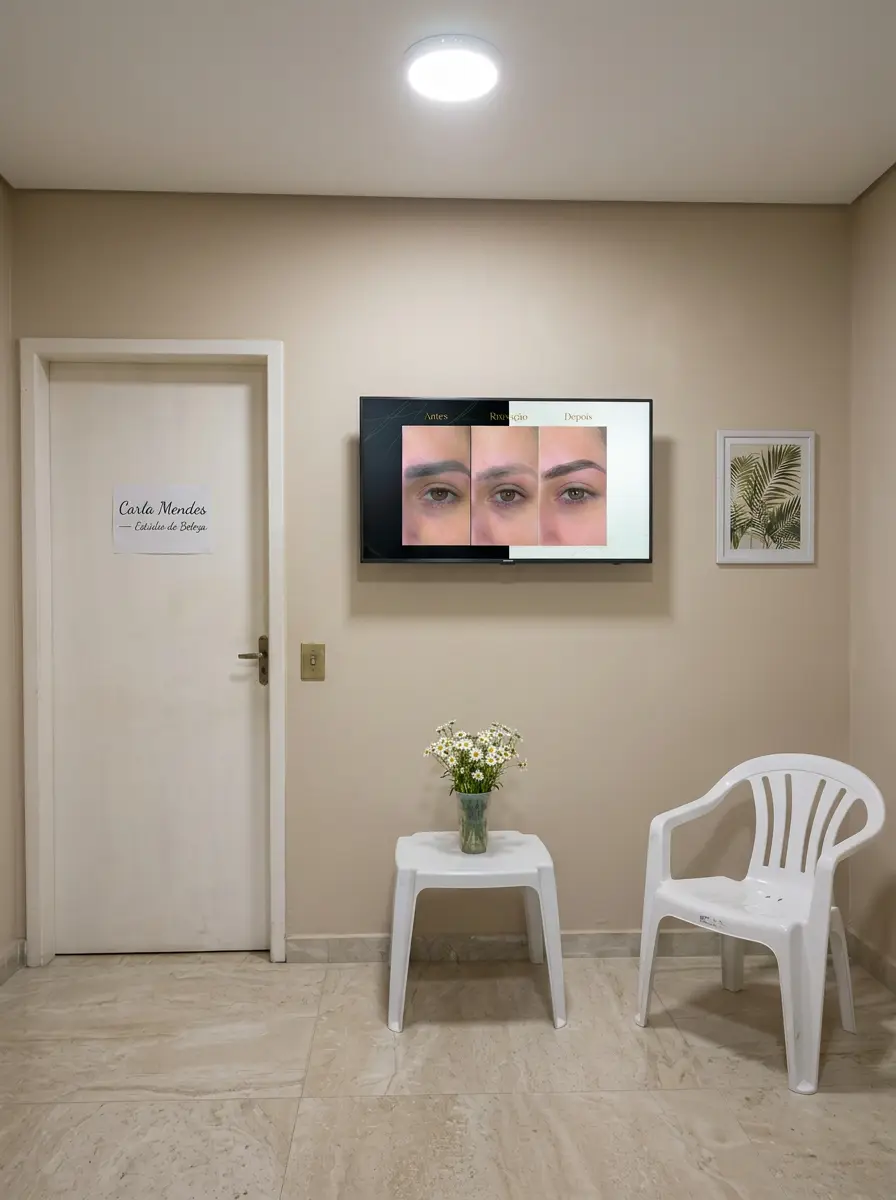 TV Engajada no espaço de estética de Carla Mendes